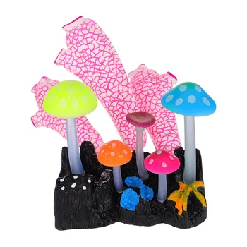 

1pc Artificial Coral Mushroom Stylish Beautiful Noctilucence Decoration Artificial Plants Underwater Ornament Fish Tank Ornament