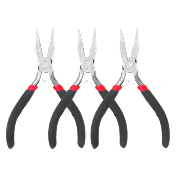 

3 Pack 4.5 Inch Mini Flat Nose Pliers Smooth Jaw for Jewelry Making Wire Wrapping Beading