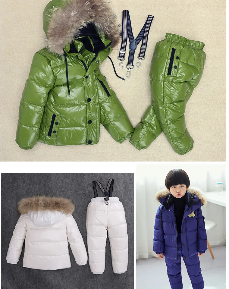 30 градусов новая зимняя Теплый пуховик, куртка детская для мальчиков зимняя, Детская куртка с натуральным мехом, комбинезон с капюшоном, детский лыжный костюм для маленьких девочек детский зимний комбинезон, От 1 до 8 лет