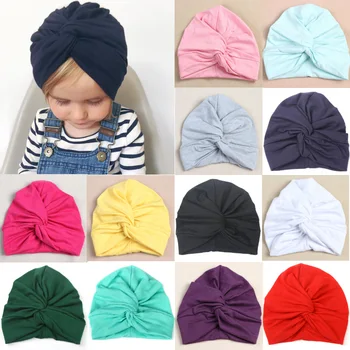 

1pcs Chosen Girls Soft Cotton Turban Cross Knot Cap Beanie Hat Bohemian India Hat Winter Children's Caps Free Shipping