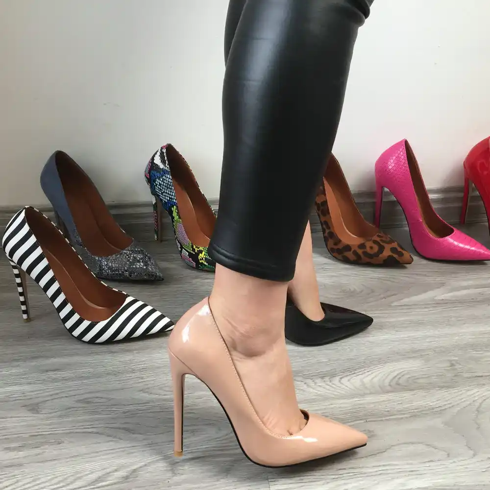 Zapatos de tacón alto clásicos para mujer, Stilettos Sexy de 12cm,  puntiagudos, tacones de leopardo, color rojo, azul, negro, Beige,  2020|Zapatos de tacón de mujer| - AliExpress