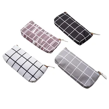 

Stationery Striped Canvas Pencil Cases School Pencil Bag Simple grid Writing PencilcaseOffice Supplies Pen bag Students Pencils