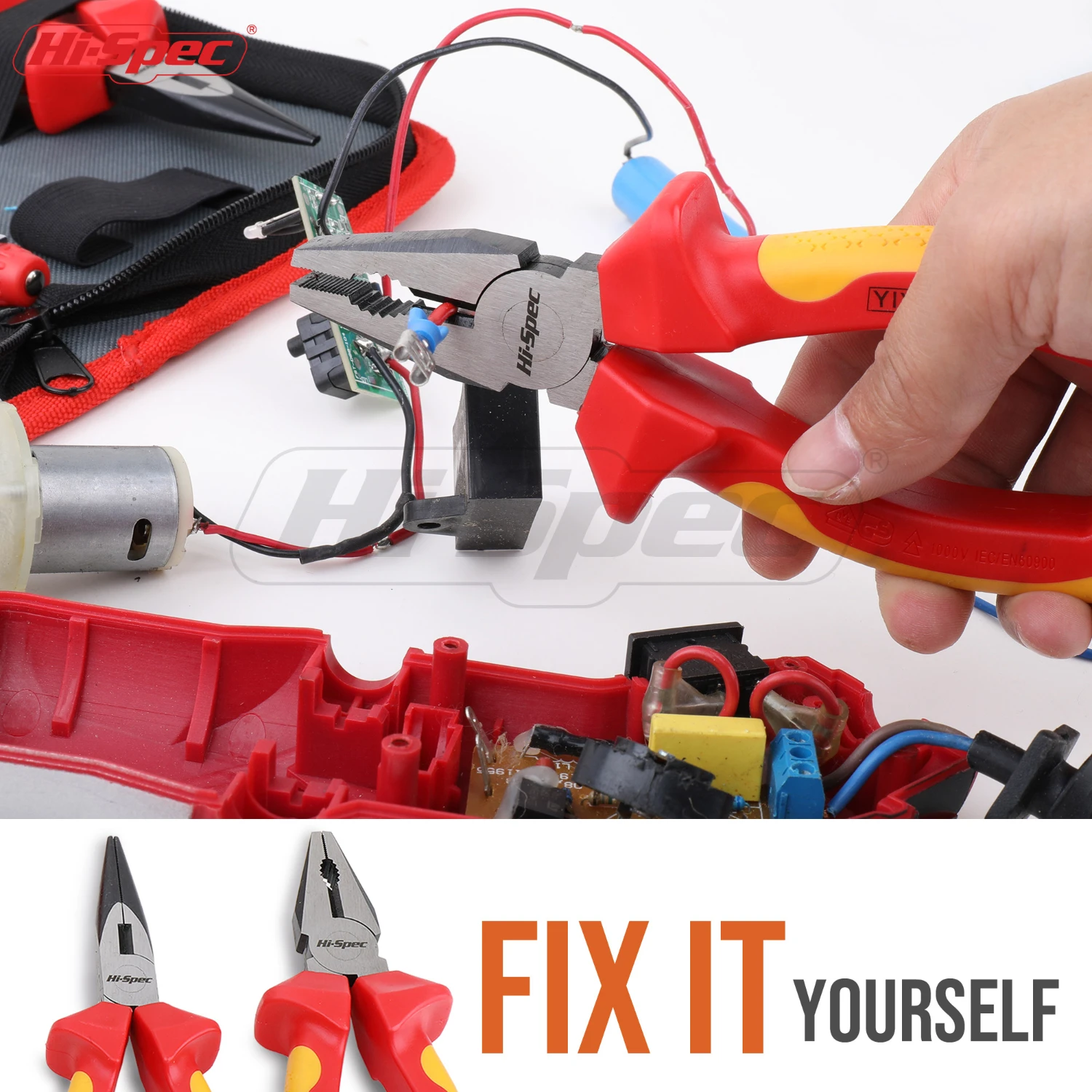 Hi-Spec 8pc VDE 1000V Approved Insulated Electrician Tool Set S2 Magnetic Screwdriver Set Tester Electric Tape Cutting Pliers