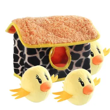 

Pet Toy Plush Chicken Shape Hide Seek Puzzle Interactive Dog Squeaky Chew Toys