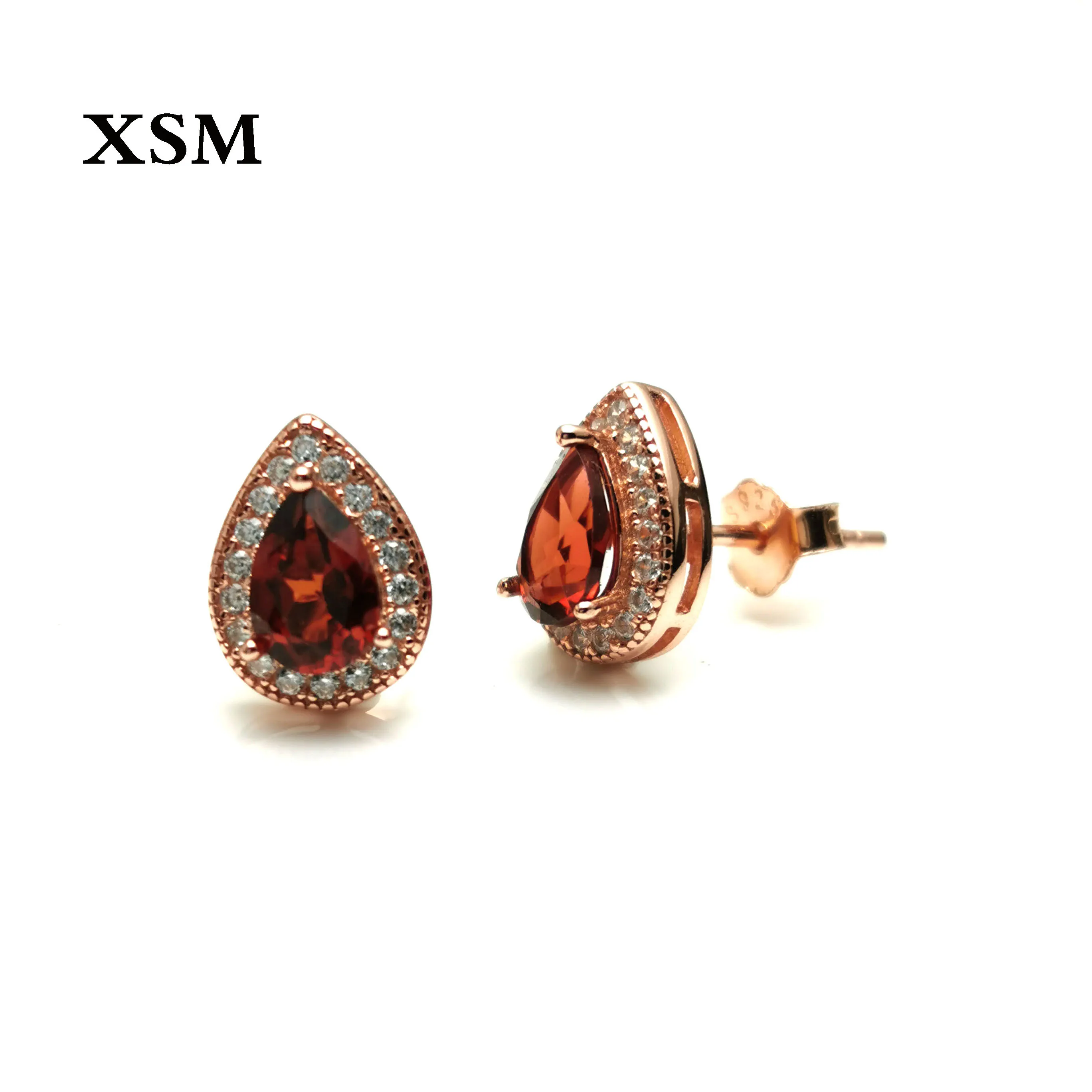 

Natural Mozambique Red Garnet fine jewlery 925 silver Water droplets shape earring with for women with Christmas gift box