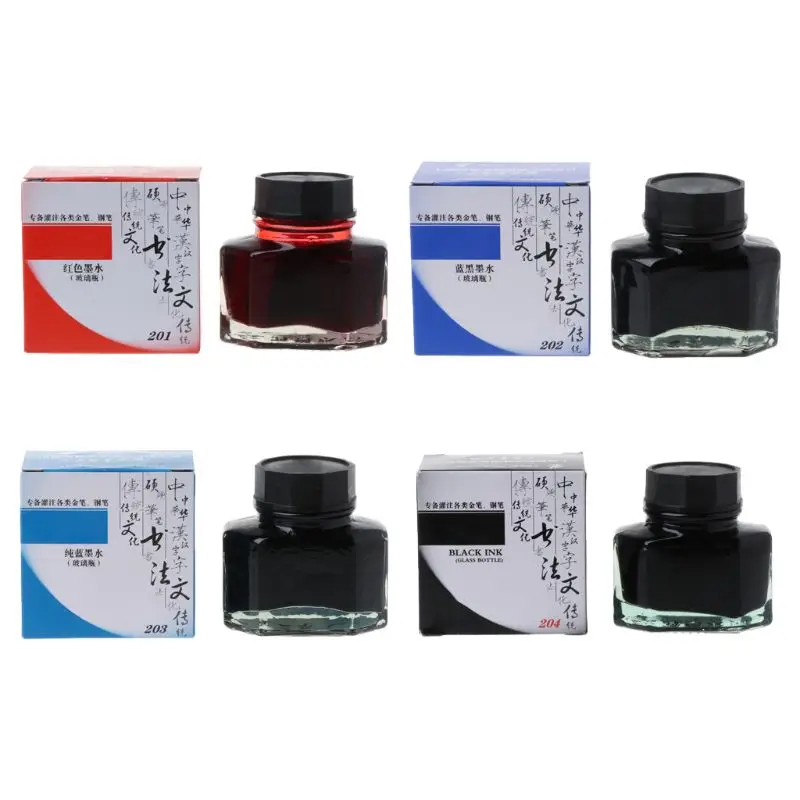 50ml Bottled Glass Smooth Writing Fountain Pen Ink Dip Pen Ink Bottle Refill Inks School Student Stationery Office Supplies