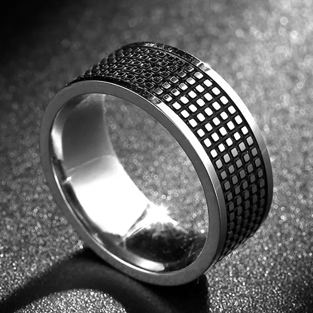8 мм 316l кольца из нержавеющей стали для женщин мужские обручальные кольца винтажные серебряные ювелирные изделия покрышки протектора стиль Рифленое кольцо - Цвет основного камня: JR2600