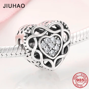 

Bloom flower Heart clear CZ Charm for Women Fit Original JIUHAO Silver Bracelet and Necklace 925 Sterling Silver Jewelry Beads