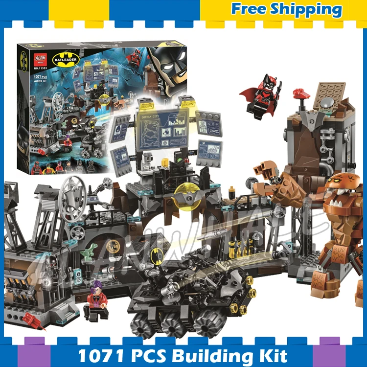 1071pcs Super heroes Batcave Clayface Invasion Bat-Tank Batcomputer 11353 Model Building Blocks Gif
