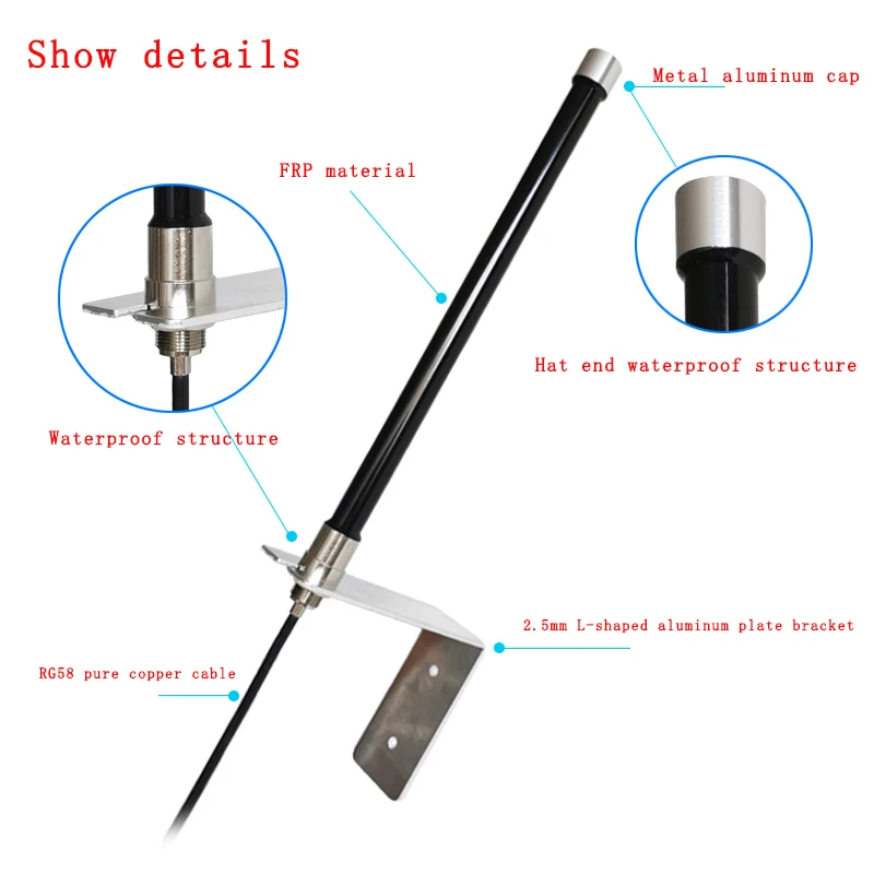 

GSM GPRS 2.4G 5.8G Outdoor Omnidirectional Waterproof Antenna SMA male 5m line 4G LTE High Gain DTU Base Station WIFI Antenna