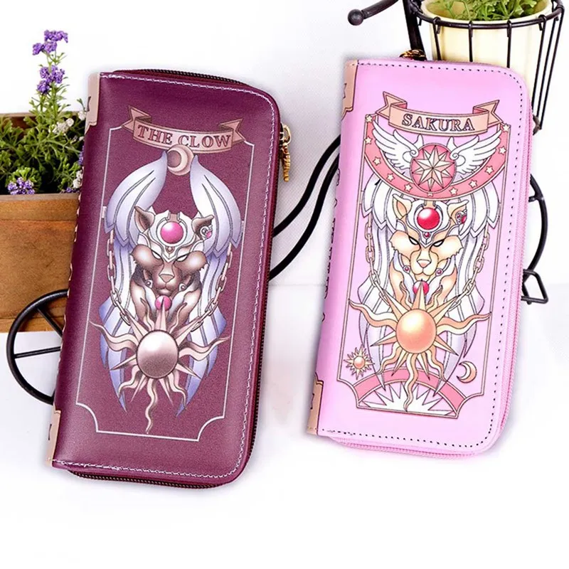 Cardcaptor Sakura розовый кошелек Сумочка для женщин клатч длинный кошелек PU держатель для карт леди кошелек конверт сумка