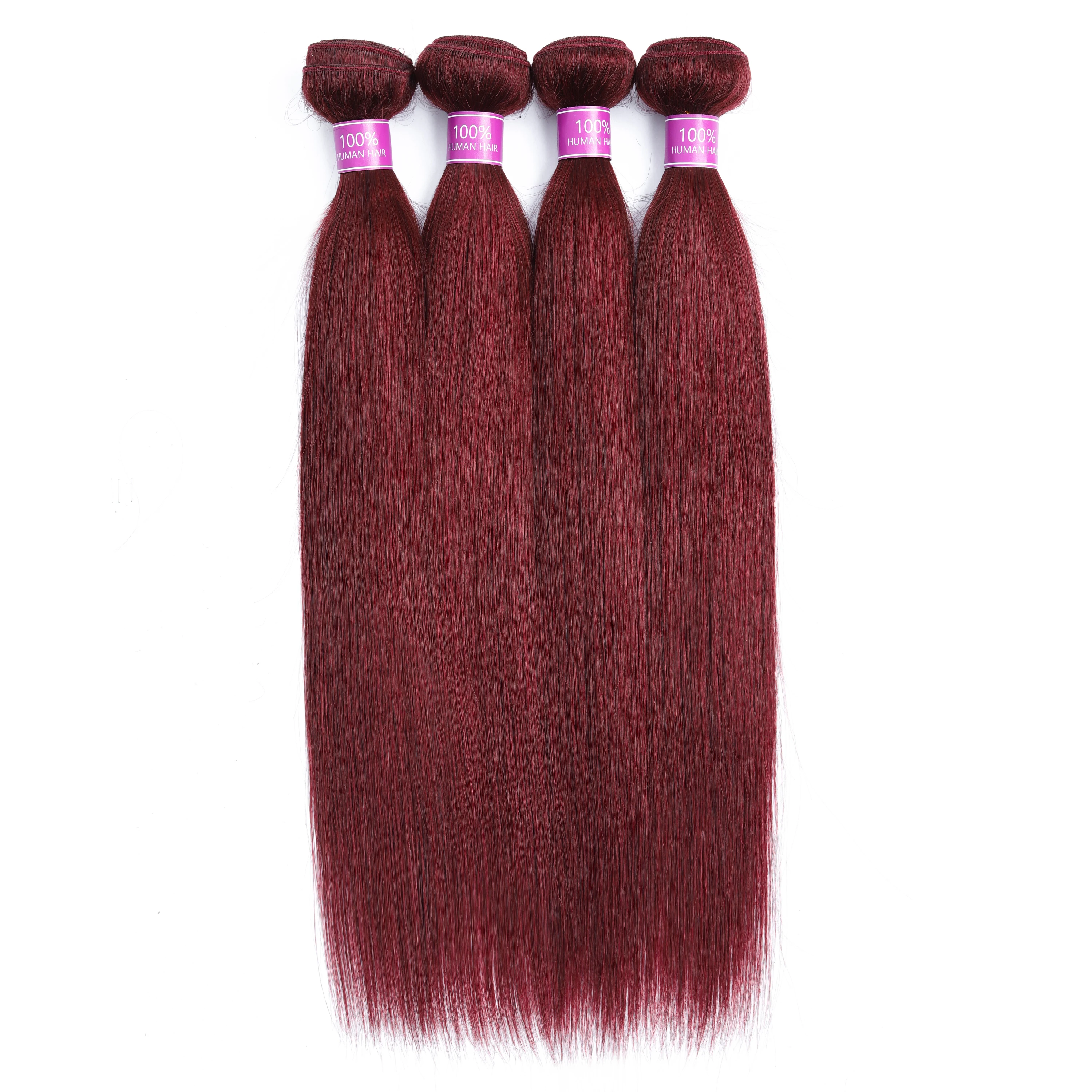 Шикарная Корона красные пучки предварительно крашеные бразильские волосы