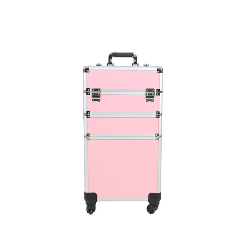 Pink 1 Многофункциональный чехол для макияжа, профессиональная коробка для хранения косметики, чемодан на колесиках, чехол для костюма для макияжа, съемный косметический Органайзер - Цвет: Pink 1