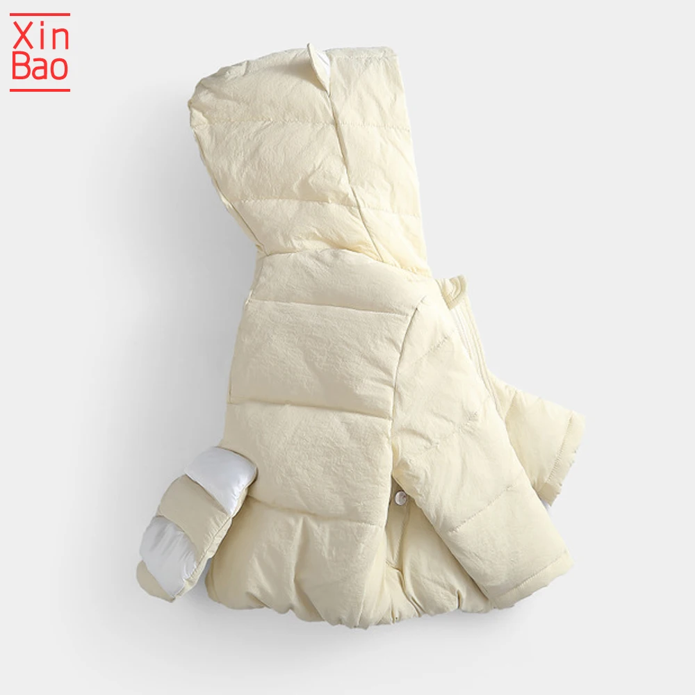 XINBAO/ Детская куртка для мальчиков и девочек; модное зимнее пальто для малышей; осеннее пуховое хлопковое пальто; детский зимний комбинезон; парка с капюшоном для малышей - Цвет: white