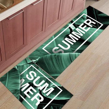 

Kitchen Mat Anti-slip Banana Leaf Tropical Plants Printed Carpet Doormat Hallway Bath Mat Living Room