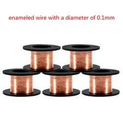 Fil de cuivre fin de 0.1mm de diamètre, 5 pièces, bricolage, rotor, fil émaillé, réparation de solénoïde, fil de soudure, fil d'enroulement 