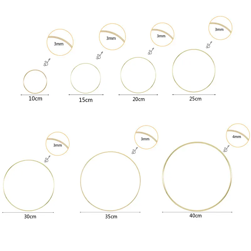 10-40 см золотое железное металлическое кольцо, венок, гирлянда, сделай сам, настенная подвесная гирлянда, рождественские, свадебные украшения, металлические кольца