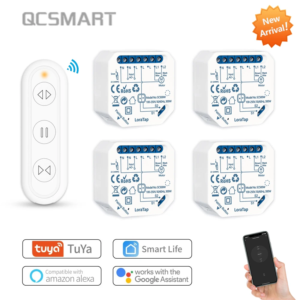 Tuya Smart Life Curtain Switch Module Remote Control Roller Shutter RF+WiFi App Timer Works with Google Home Alexa Automation remote control blind shutter tuya smart life eu wifi curtain touch switch voice control by google home alexa echo app timer