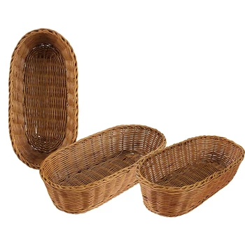 

3 Pack Woven Serving Baskets for Bread Fruit Vegetables, Restaurant Serving & Tabletop Display Baskets Oval