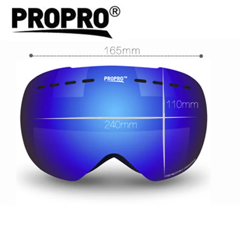 Лыжные очки PROPRO, зимние спортивные очки с защитой от уф400 лучей, для мужчин и женщин, анти-туман, большие лыжные очки для катания на лыжах, сноуборде, очки