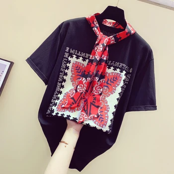 

Printing Short Sleeve Cotton T-shirt Women's 2020 Summer New Loose-Fit T-shirt Top Bottoming Shirt Ladies All-match Basic Tshirt