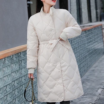 

Plus Size Winter Jacket Women 2020 Winter New Solid Slim Stand Collar Long Women Coat Parkas Female Outwear DR2385
