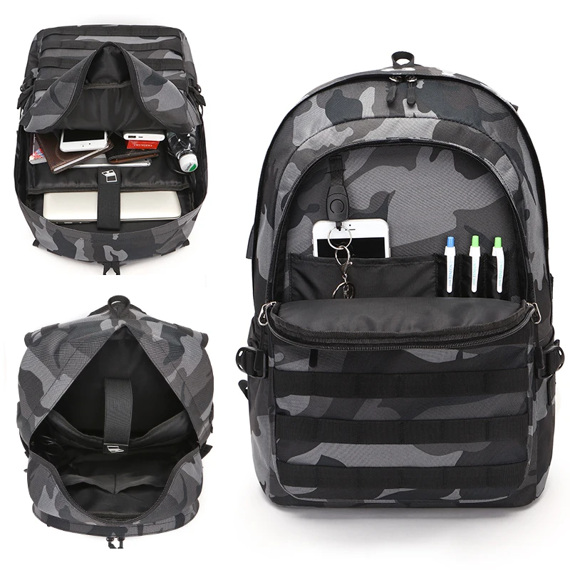 Военный Штурмовой Рюкзак PUBG рюкзак Для мужчин зарядка через usb Mochila поле боя пехоты пакет камуфляж рюкзак большой Ёмкость