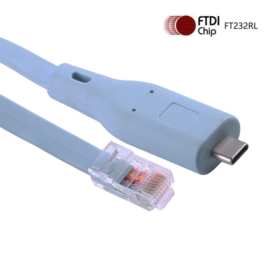 USB-C To RJ45 Console Cable With FTDI Chip - 1.8m For Routers (Win 10/8.1/8/7)