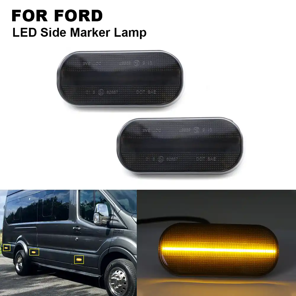 For Ford Transit MK8 2014 2019 2X Clear lens LED side marker lamp light
