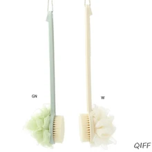 2в1 щетка для душа для ванны отшелушивающая Задняя щетка с нескользящей длинной ручкой мягкая щетина для влажной сухой спа-стирки тела