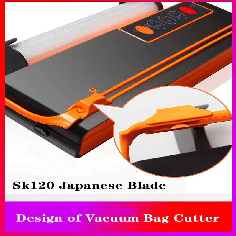 Black orange Walmins Vacuum Sealer Small Household and Commercial Full-automatic Food Packaging Machine Plastic Sealer Zongzi Cooked Food - Цвет: Black orange