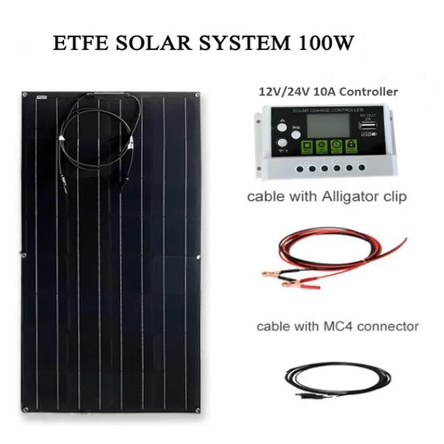 100w solar panel power generation system, ETFE material panel, for 12v 24v battery power generation 1