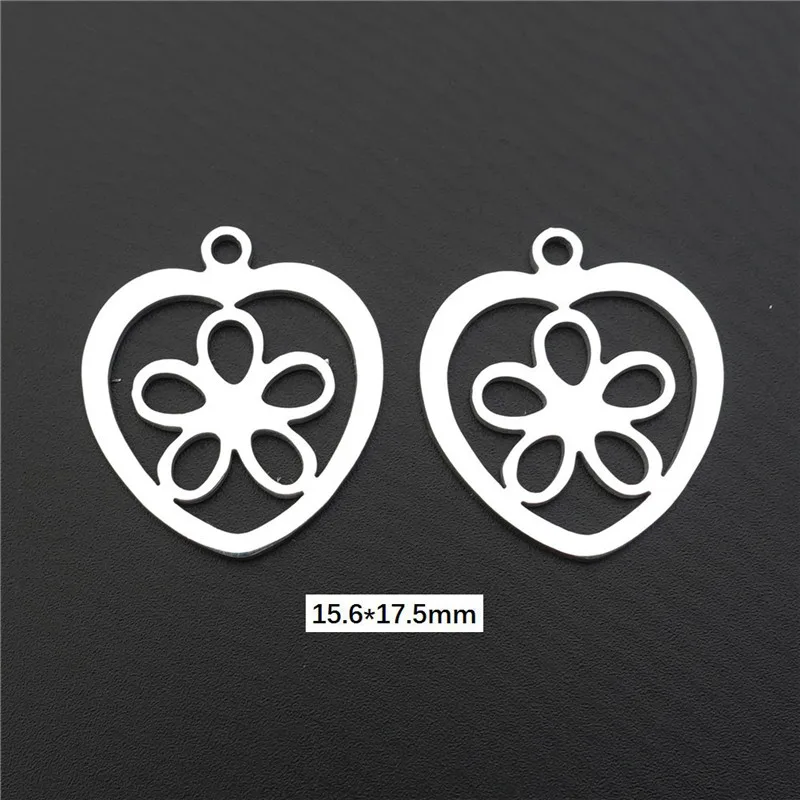 flower 17 Талисманы из нержавеющей стали Lucky Clover 4 листья цветы кулон Diy ювелирные изделия ожерелье серьги изготовление компоненты - Окраска металла: flower 17
