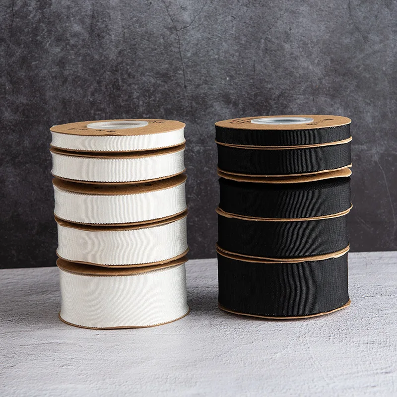 

50yard black/white hatband polyester or artificial solid ribbon headband diy decoration Gift Wrapping Christmas Ribbons OEM 6mm