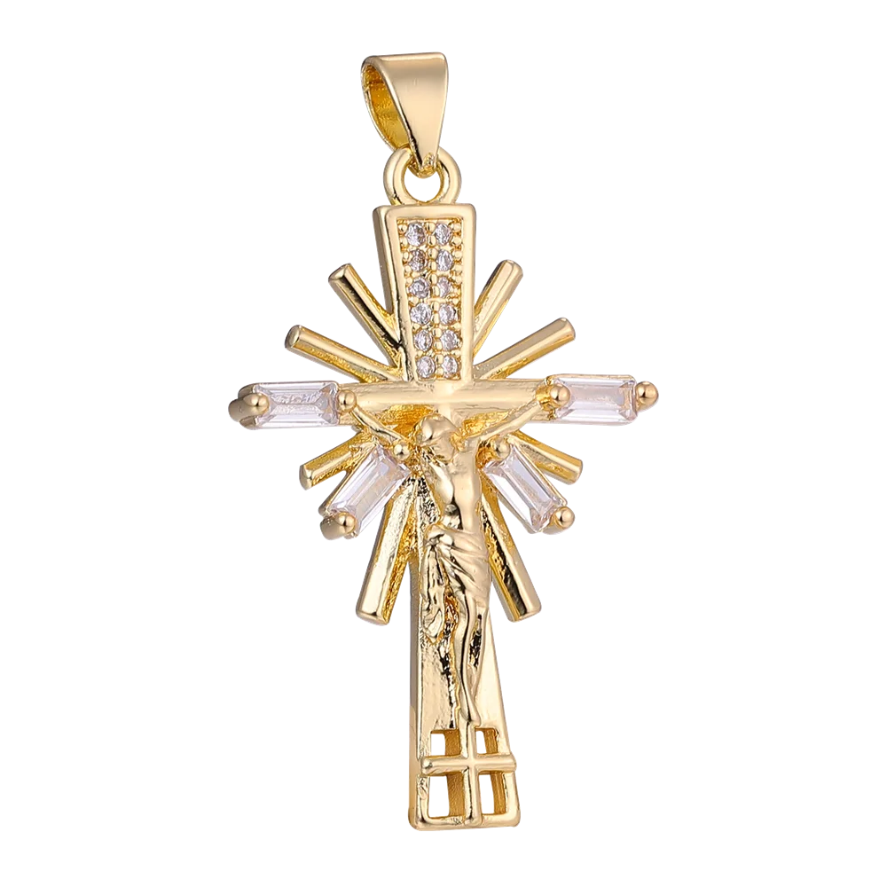 Juya DIY 18K Echtgold vergoldet Großhandel Christian Kreuz Charms für handgemachte Weihnachten religiöse Rosenkranz Anhänger Schmuckherstellung – Detail 25