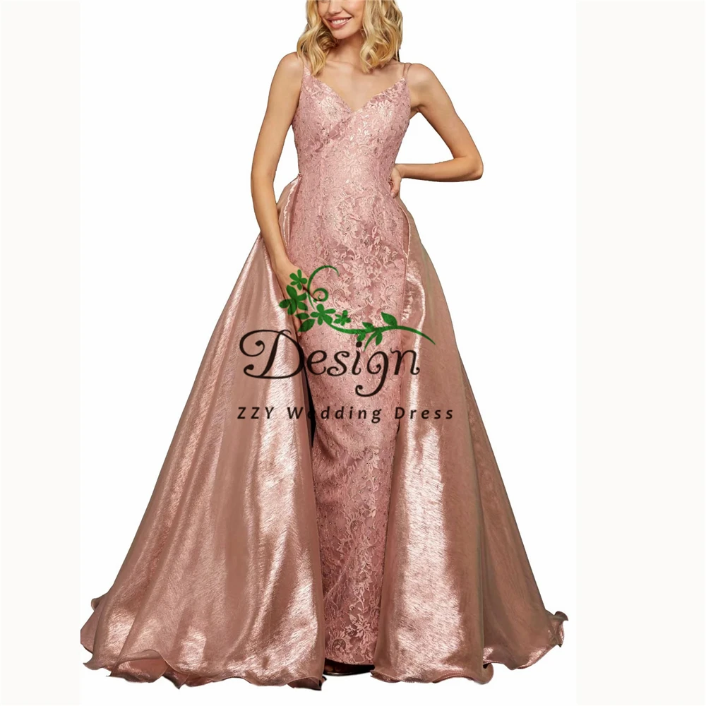 Vestidos De Fiesta De Noche платье-спагетти на бретельках с аппликацией из бисера отстегивающаяся юбка-Русалка платья на заказ vestido