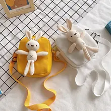 

Lovely Girls Bunny Shoulder Messenger Bags Cute Rabbit Women's Canvas Shoulder Bag Female Small Coin Purse Handbags Square Bag