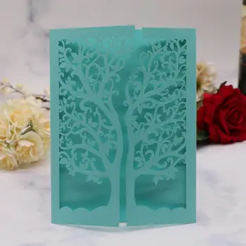 

80pcs Wedding Invitation Cards Free Shipping，Life Theme Tree Pattern Design Invitations，Christening Party Invitation Card