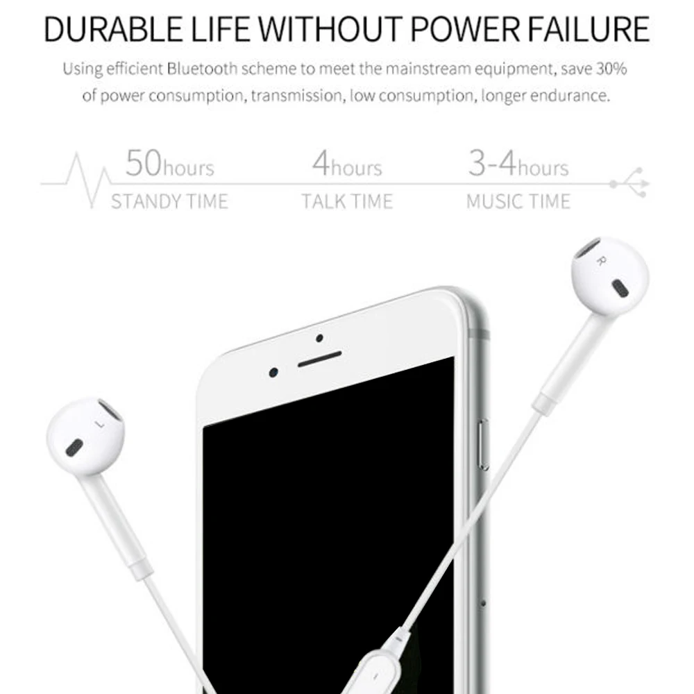 Беспроводная bluetooth-гарнитура стерео в уши с микрофоном для iPhone 6/samsung