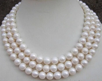 

8-9MM AAA NATURAL PERFECT ROUND SOUTH SEA WHITE PEARL NECKLACE 50" GE4558>Factory Wholesale price Women Giftword Jewelry
