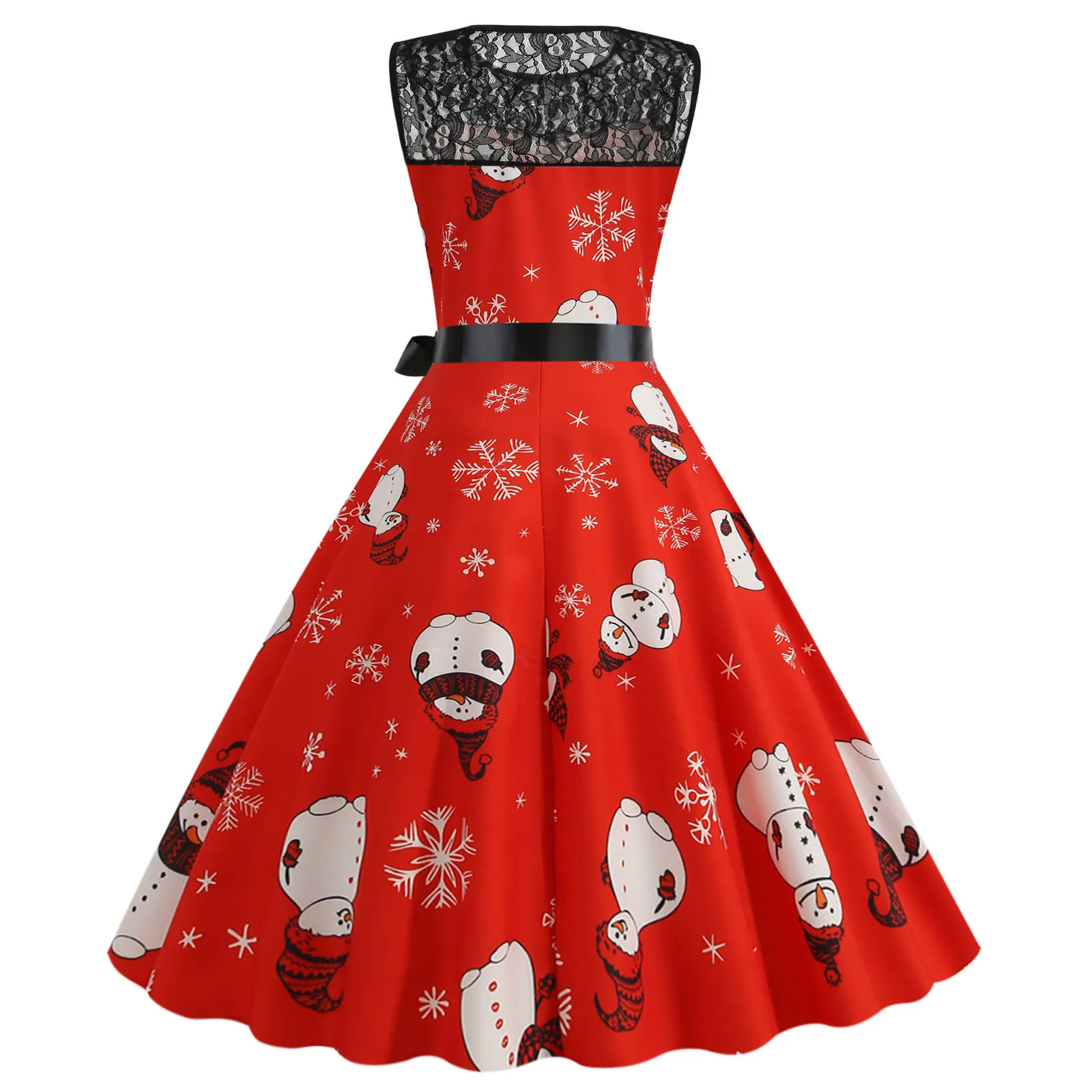 Costumi da donna senza maniche in pizzo 1950s casalinga da sera abiti da  ballo costumi Plus Size fasciatura fiocco disfr\