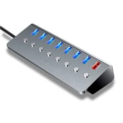 Hub de contrôle de commutateur indépendant, 7 ports USB 3.0, transfert de données et port de charge, pour Windows, Mac, Linux 