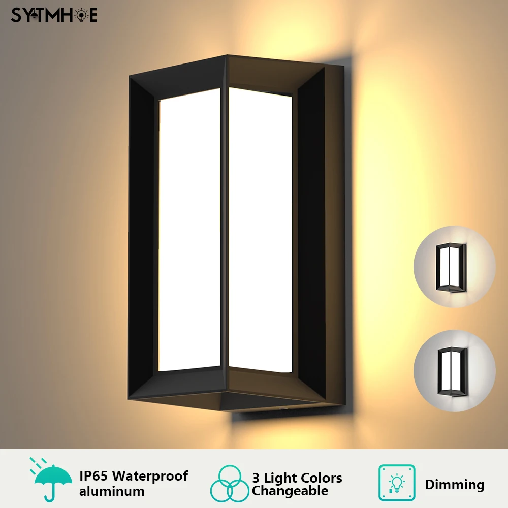 24W Outside Ip65 Outdoor Wall Light Dimmable Or 3 Light Colors Changeable Porch Lights Aluminum Garden Led Outdoor Wall  Sconce
