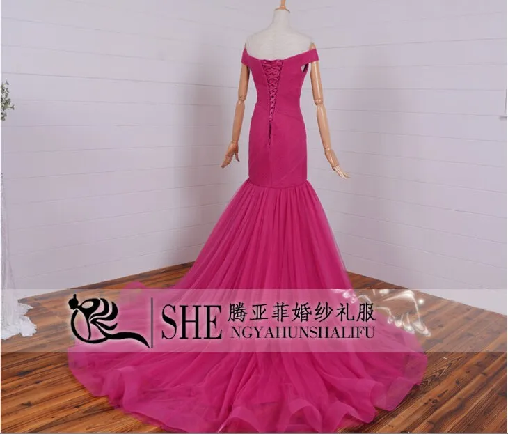 Реальные фотографии, vestidos de festa, дизайн, длинное платье-Русалка для выпускного,, рукав-крылышко, вырез лодочкой, красное Тюлевое платье для матери невесты