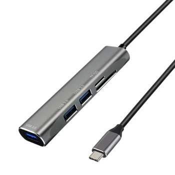 

USB C HUB, 5 in 1 Type-C Docking Station 3.0 HUB Plus SD/TF High-Speed Card Reader HUB for PC Laptop