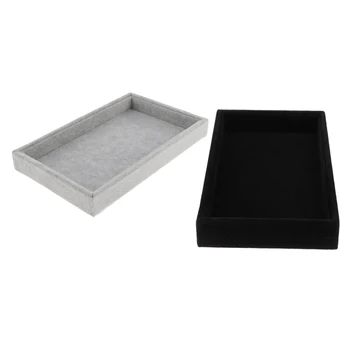 

2 colors Jewelry Display Tray Single Grid Velvet Rings Watch Storage Case