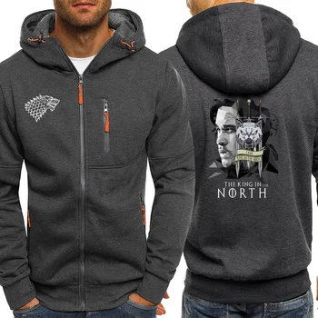 

King In The North Streetwear Mens Hoodies Fashion Autumn 2019 New Jackets Zipper Game Of Thrones Casual Coat Hooded Sweatshirts