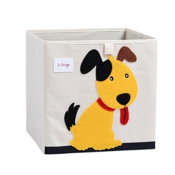 

Cartoon Patterned Foldable Clothes Storage Box Children's Toy Storage Cube Book Organizer - 33x33x33cm (Washable, Yellow Dog)