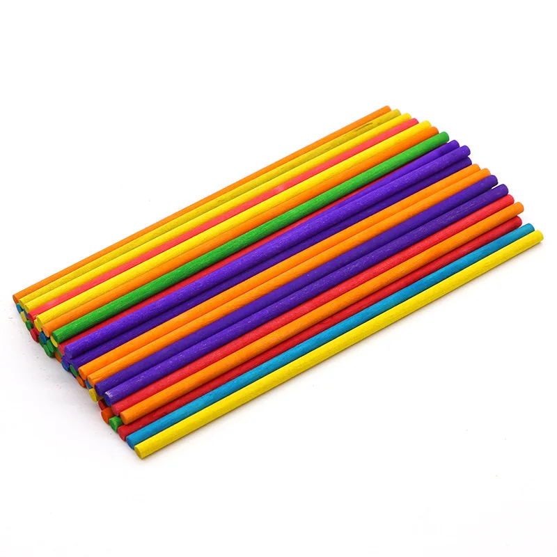 

Handmade Multi-Size Small House Rod DIY Color for Making Ice Cream Wooden Stick Solid Wood Popsicle Sticks Non-Template Wood Sti