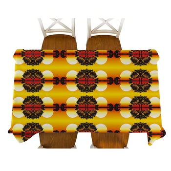 

African Style Decorative Sunset elephant tree silhouette Table Cloth Cotton Linen Tablecloth Dining Table Cover For Decor